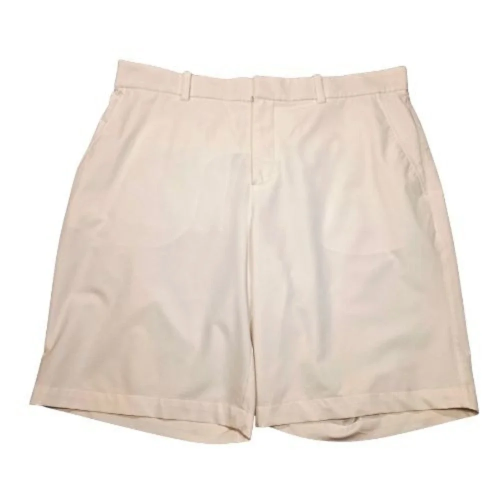 Nike Golf Mens Shorts White Performance Flat Front Size 38 Active Dri Fit Resort